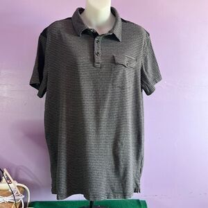 Marc Anthony XL Polo Shirt Gray Black Striped Short Sleeve Casual Men's
